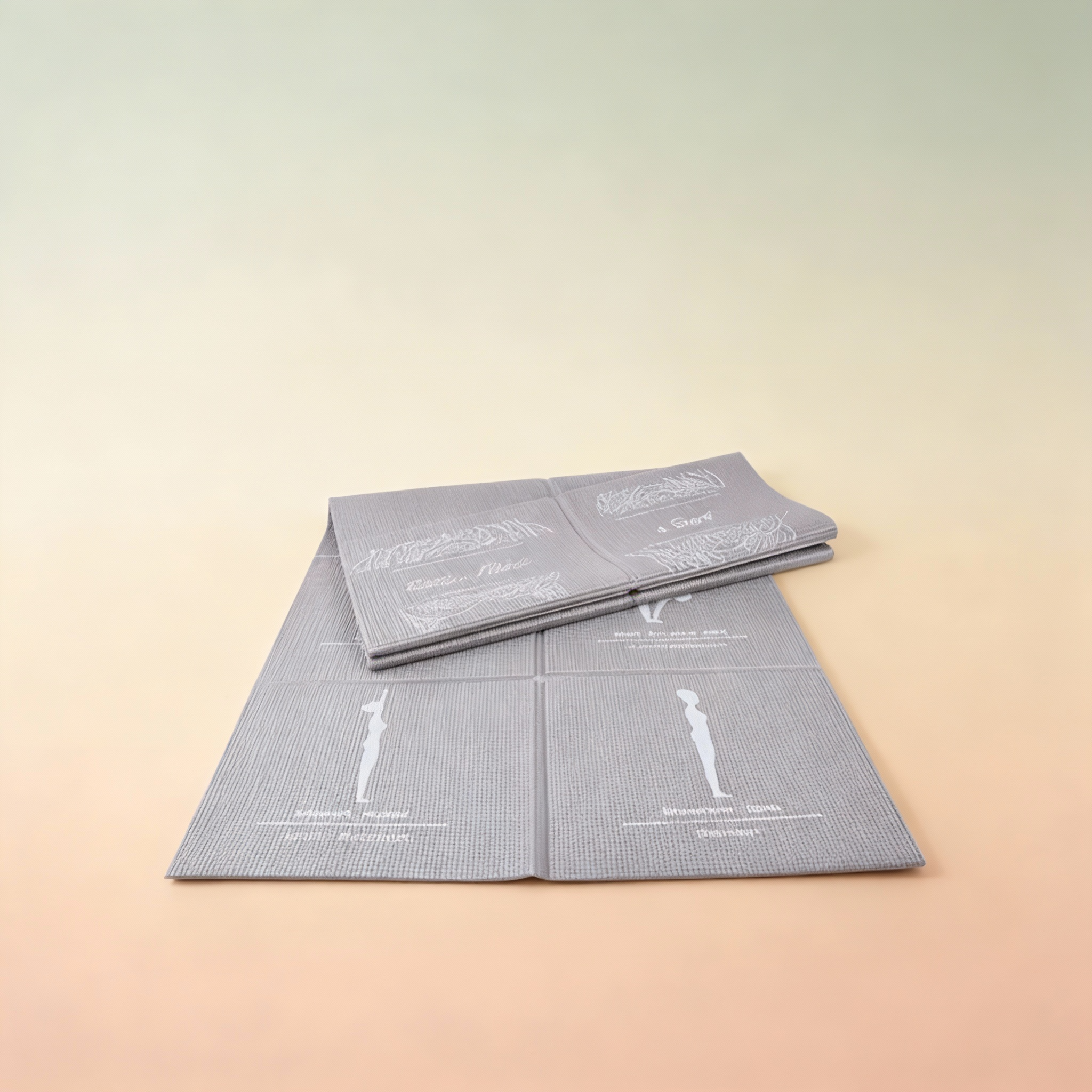 Yoga Faltmatte mit Asanas Grau