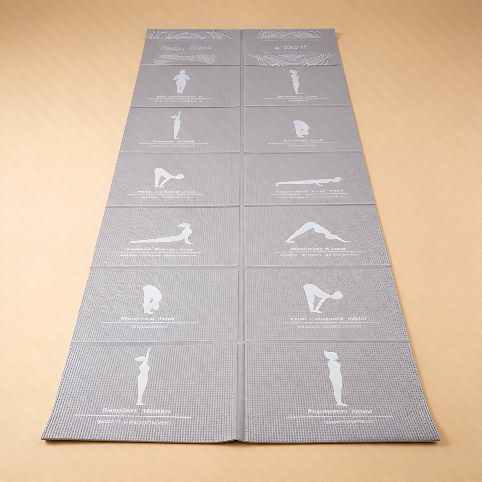 Yoga Faltmatte mit Asanas Grau