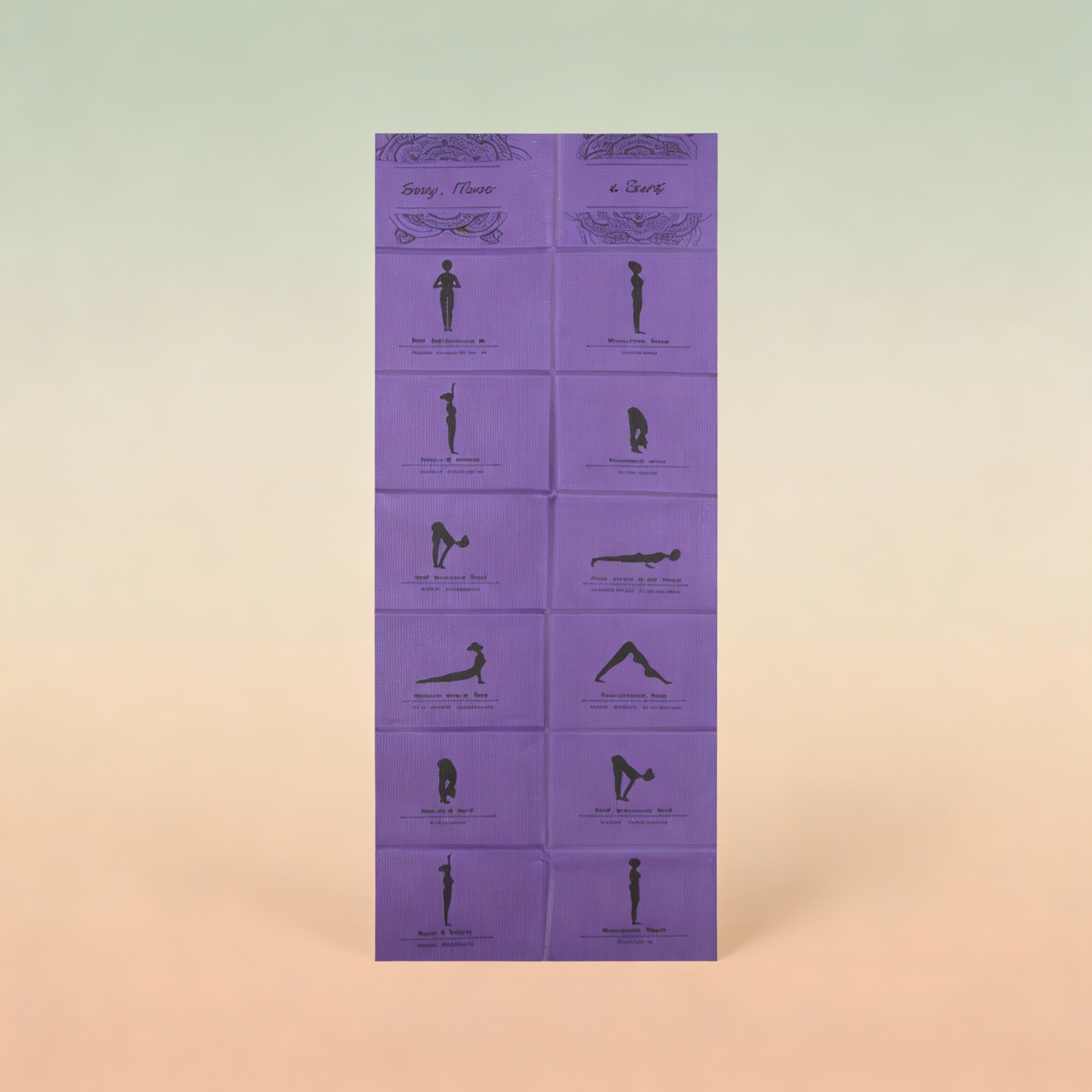 Yoga Faltmatte mit Asanas Violett